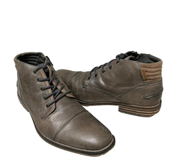 Men's Grey Leather Shoes - Picture 1 of 7